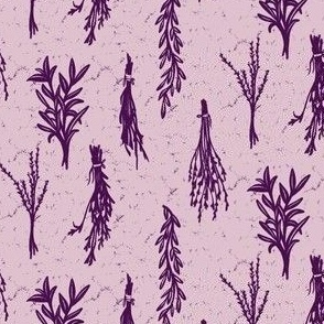 Dried Herbs and Plants in Bright Purple