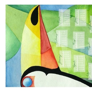 TOUCAN watercolor calendar 2024 - sfrotate