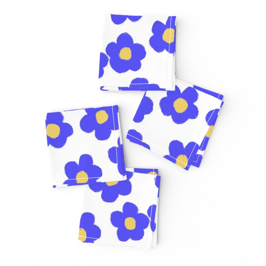 Bold electric  blue florals - medium