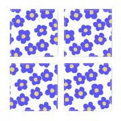 Bold electric  blue florals - medium