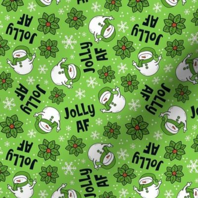 Small-Medium Scale Jolly AF Sarcastic Snowmen on Green