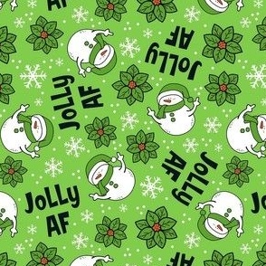 Small-Medium Scale Jolly AF Sarcastic Snowmen on Green