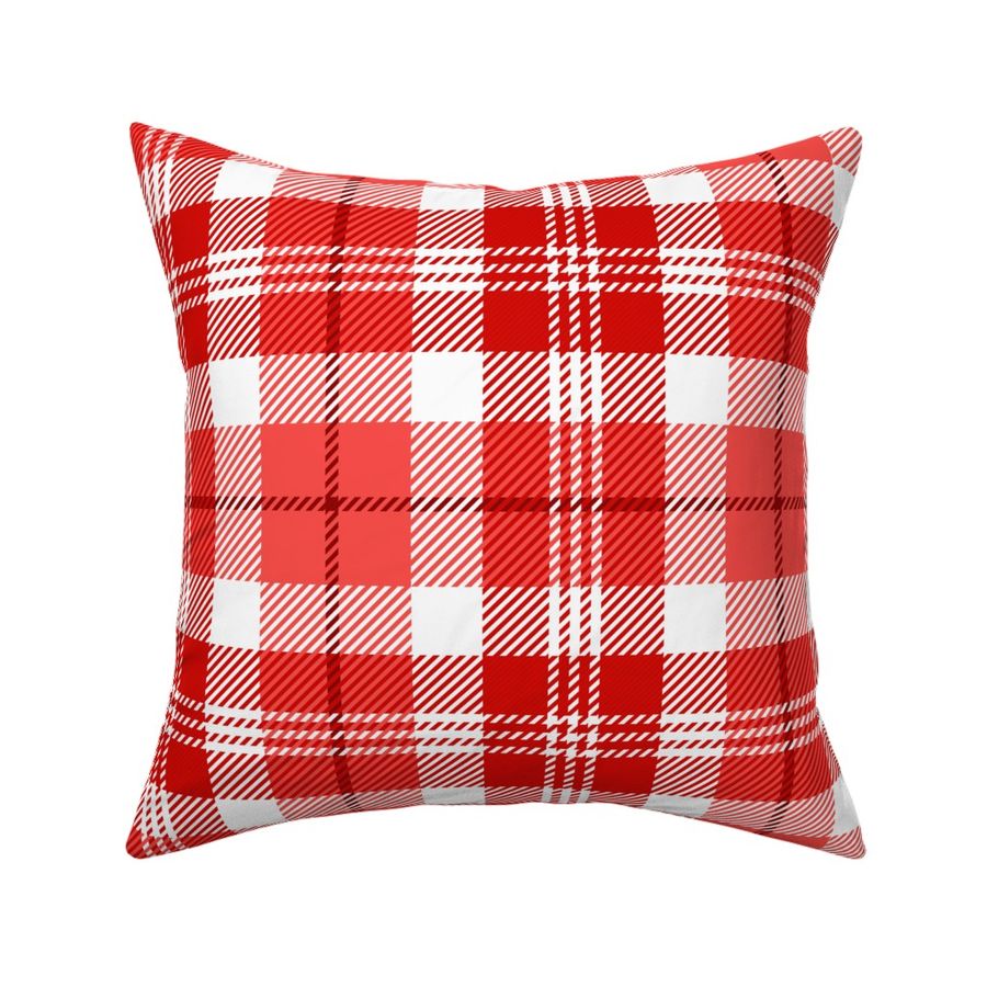 White and Red Winter Holiday Traditional Tartan Plaid