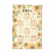 2024 in Sunflowers - checkered and textured - calendar wall hanging