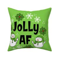 18x18 Panel Jolly AF Sarcastic Snowmen on Green for DIY Throw Pillow Cushion Cover or Tote Bag