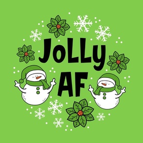 18x18 Panel Jolly AF Sarcastic Snowmen on Green for DIY Throw Pillow Cushion Cover or Tote Bag