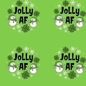 3" Circle Panel Jolly AF Sarcastic Snowmen on Green for Embroidery Hoop Projects Quilt Squares Iron on Patches Small Crafts