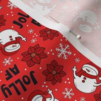 Small-Medium Scale Jolly AF Sarcastic Snowmen on Red