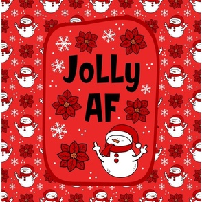14x18 Panel Scale Jolly AF Sarcastic Snowmen on Red for DIY Garden Flag Small Wall Hanging or Tea Towel