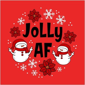 18x18 Panel Scale Jolly AF Sarcastic Snowmen on Red for DIY Throw Pillow Cushion Cover Tote Bag