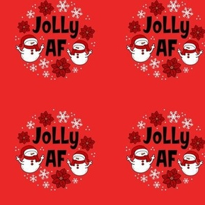 3" Circle Panel Scale Jolly AF Sarcastic Snowmen on Red for Embroidery Hoop Projects Quilt Squares Iron on Patches