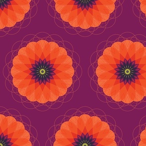 Poppin' Poppy  //  Bold, Graphic LARGE SCALE Flower Design  //  Orange & Magenta Color Palette