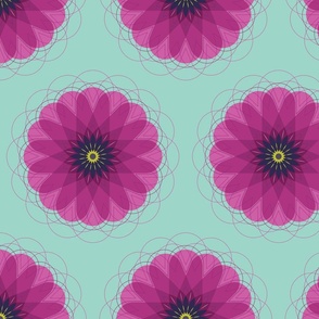 Poppin' Poppy  //  Bold, Graphic LARGE SCALE Flower Design  //  Bright Magenta & Teal Color Palette