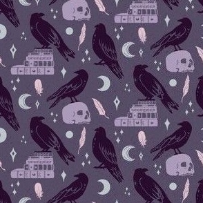 Raven Familiars in the Witch’s Study - Misty Purple
