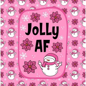 14x18 Panel Jolly AF Sarcastic Snowmen on Pink for DIY Garden Flag Small Wall Hanging or Tea Towel