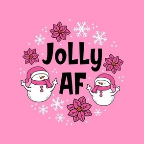 6" Circle Panel Jolly AF Sarcastic Snowmen on Pink for Embroidery Hoop Projects Quilt Squares Potholders