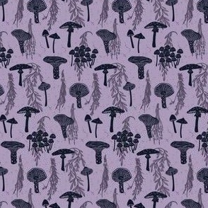 Foraged Mushrooms and Dried Herbs - Purple Monochrome