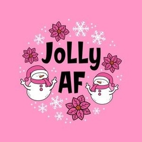 4" Circle Panel Jolly AF Sarcastic Snowmen on Pink for Embroidery Hoop Projects Quilt Squares Iron on Patches