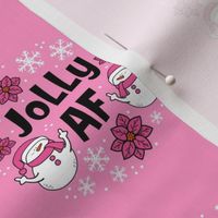 3" Circle Panel Jolly AF Sarcastic Snowmen on Pink for Embroidery Hoop Projects Quilt Squares Iron on Patches Small Crafts