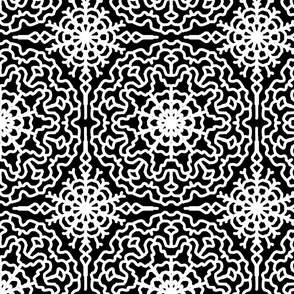 Black White Snowflake Geometric 