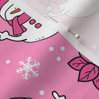 Large Scale Sarcastic Snowmen on Pink