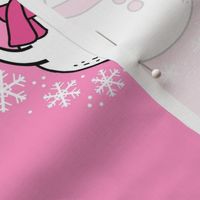 6" Circle Panel Sarcastic Snowman on Pink for Embroidery Hoop Projects Quilt Squares Potholders