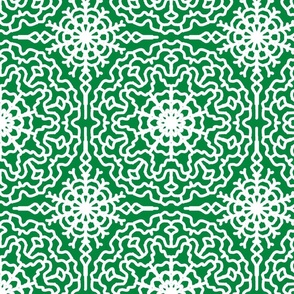 Christmas Green Snowflake Symmetrical Design 