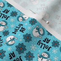 Small Scale Jolly AF Sarcastic Snowmen on Blue