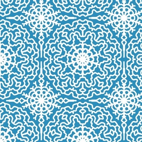 Christmas Blue Snowflake Symmetrical Design 