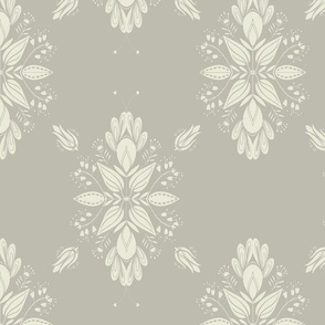 Large | Damask Neutral Sand and Foamy Beach Colors