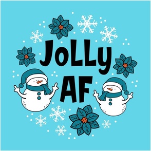 18x18 Panel Jolly AF Sarcastic Snowmen in Blue for DIY Throw Pillow Cushion Cover or Tote Bag