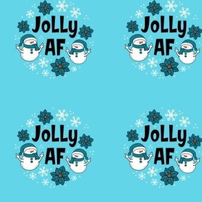 3" Circle Panel Jolly AF Sarcastic Snowmen in Blue for Embroidery Hoop Projects Quilt Squares Iron on Patches