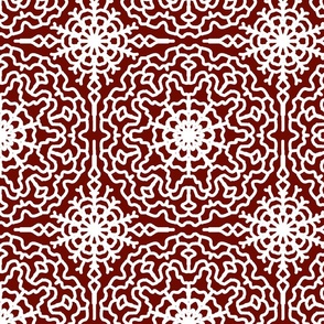 Maroon Red Snowflake Symmetrical Design 