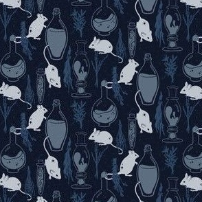 Mice Hiding Among Potions - Midnight Blue