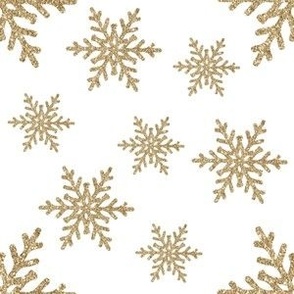 Gold Glitter (faux) Snowflakes on white