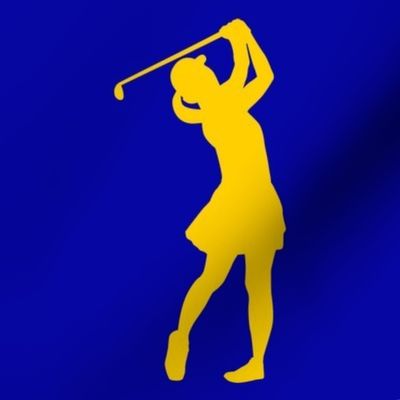 Sports, Woman Golfing, Golfer, Girl’s High School Golf, Women’s College Golf, Golf Team, School Spirit, Royal Blue and Gold, Blue & Yellow