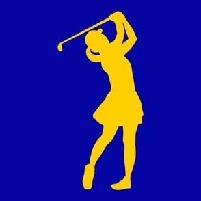 Sports, Woman Golfing, Golfer, Girl’s High School Golf, Women’s College Golf, Golf Team, School Spirit, Royal Blue and Gold, Blue & Yellow