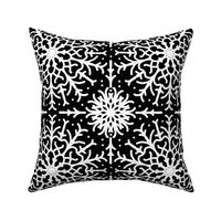 Black White Snowflake Symmetrical Design 