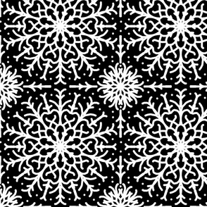 Black White Snowflake Symmetrical Design 