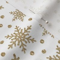 Gold Snowflakes Dots Faux Glitter