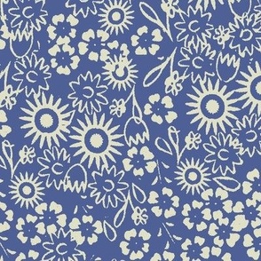 Indigo Hand Drawn Floral Ditsy