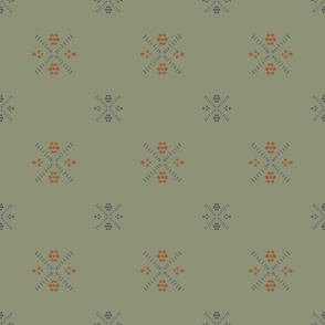 X's and Dots Sage Green with Navy and Terracotta Coordinate