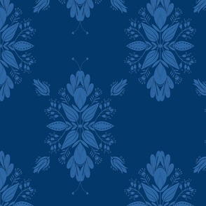 Large | Damask Deep Ocean Blue and Caribbean Sky Colors