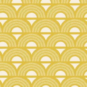 boho sunburst in yellow and cream, gold sun motif