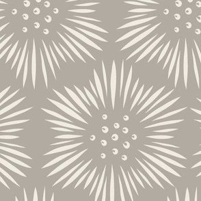 large scale // honeycomb flowers - cloudy silver taupe_ creamy white - floral