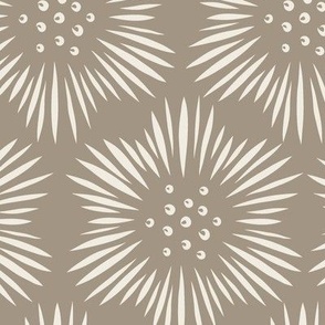 large scale // honeycomb flowers - creamy white_ khaki brown - floral