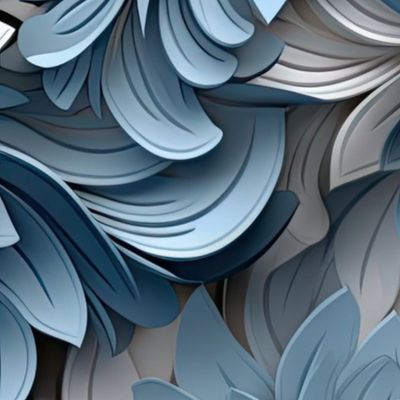 3D Modern Cerulean Blue Flowers ATL_1396