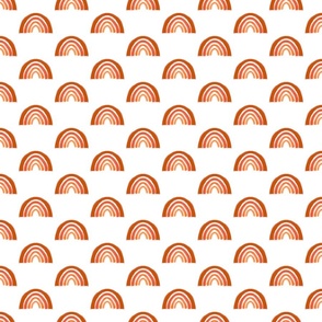 baby boy swaddle fabric orange rainbows on white background directional medium scale