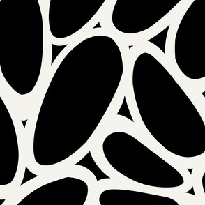 Pebbles – Bold and Modern Abstract Shapes, Black and Off-White (Large scale)