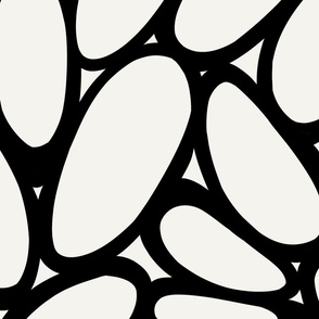 Pebbles – Bold and Modern Abstract Shapes, Chalk White and Black (Large scale)
